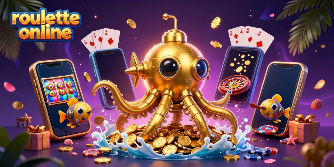 Experience thrilling roullete online gameplay with a dynamic 3D kraken submarine in action.